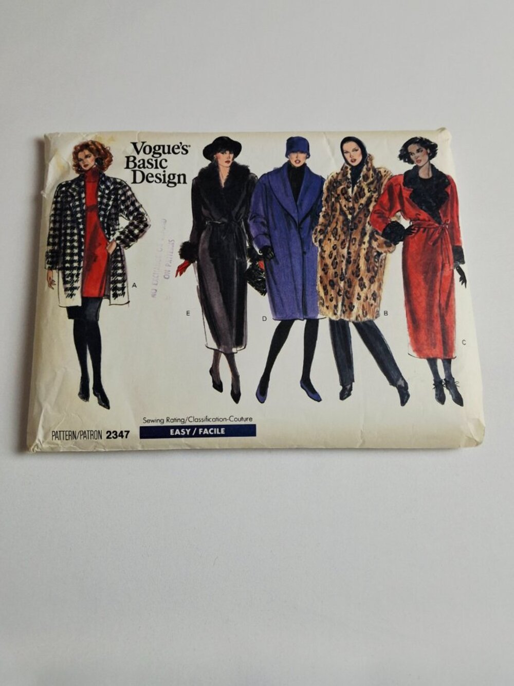 Vogue 2347 Sz 14-18 Mini, Midi, Maxi lined Coat Pattern Uncut For Sewing